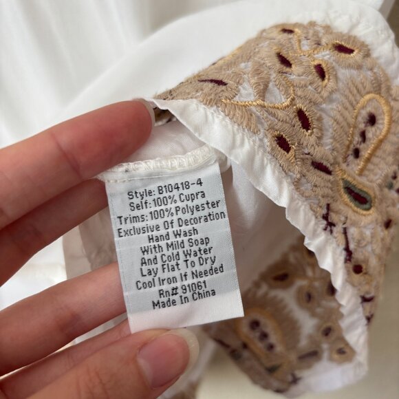 Johnny Was Biya Bird Embroidered Boho Blouse Top - Picture 11 of 14